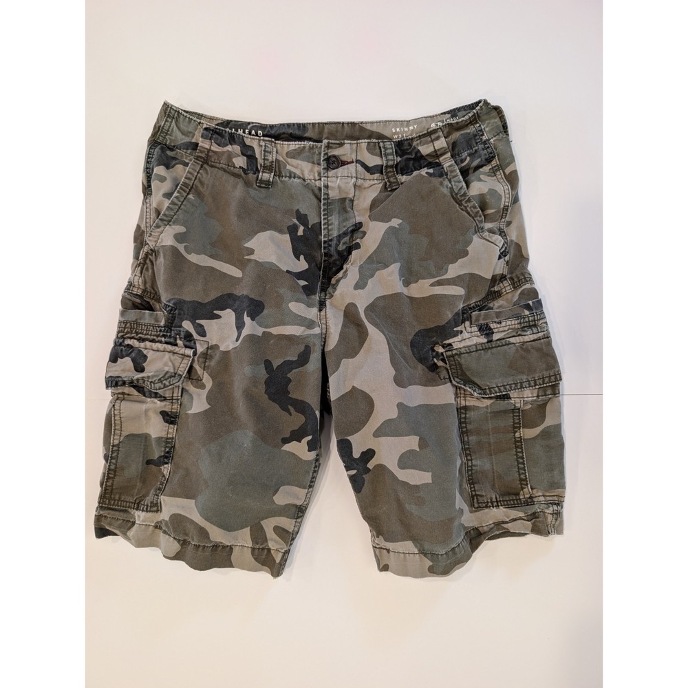 Bullhead Denim Co Cargo Shorts Mens 31 Green Camo Skinny 100% Cotton Natural